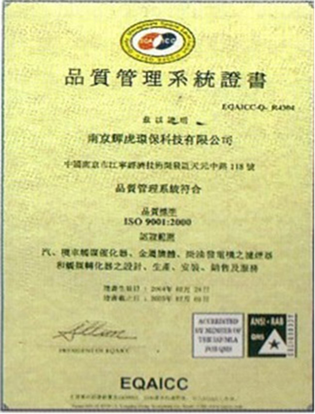 Quality Management System Certificate